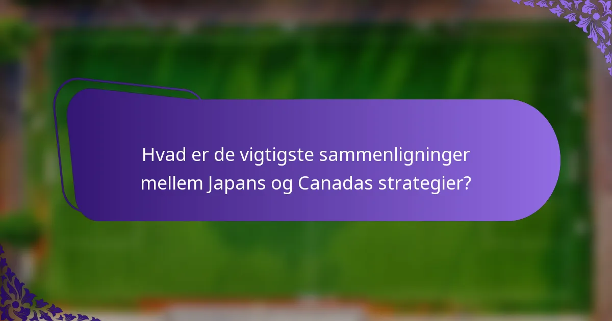 Hvad er de vigtigste sammenligninger mellem Japans og Canadas strategier?