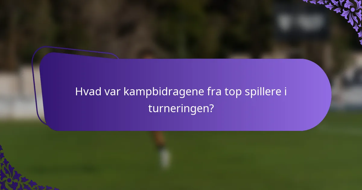 Hvad var kampbidragene fra top spillere i turneringen?