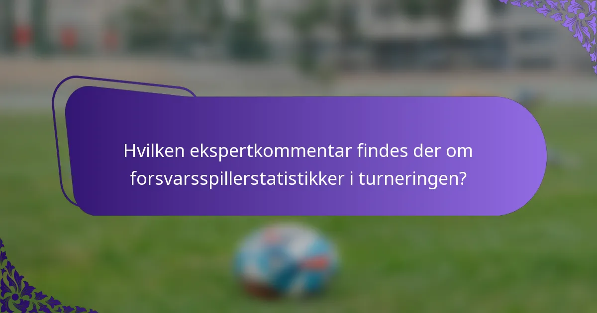 Hvilken ekspertkommentar findes der om forsvarsspillerstatistikker i turneringen?